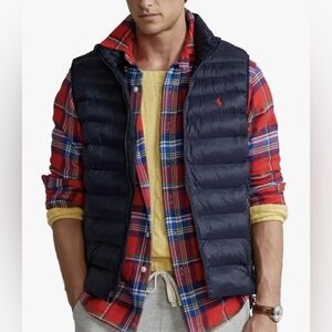 Polo Ralph Lauren Performance Men Packable Puffer Navy Blue Vest Sz XL NWT